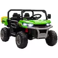 HOMCOM 12V 2 Seater Kids Electric Ride-On Car with Electric Bucket, Remote Control - Green - 1