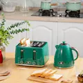 HOMCOM Kettle and Toaster Set, 1.7L 3000W Fast Boil Jug Kettle with Auto Shut Off, 4 Slice Toaster with 7 Level Browning Controls & Crumb Tray, UK Otter Thermostat, Green - 2