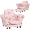 AIYAPLAY 2 Piece Kids Sofa Set with Unicorn Design, Wooden Frame, for 1.5-3 Years Old, Pink - 1