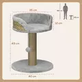 PawHut Cat Tree Tower with Scratching Posts, Grey - 3