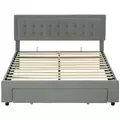 HOMCOM King Size Ottoman Bed Frame, with Front Drawer - Grey - 1