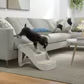 PawHut Foldable Pet Stairs 3 Steps with Non-slip Mats for Small Dogs, Grey - 2
