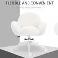 HOMCOM Makeup Vanity Chair, Cute Fluffy Desk Chair with Rolling Wheels for Bedroom Living Room, Cream White - 5