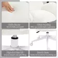 HOMCOM Makeup Vanity Chair, Cute Fluffy Desk Chair with Rolling Wheels for Bedroom Living Room, Cream White - 6