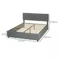 HOMCOM King Size Ottoman Bed Frame, with Front Drawer - Grey - 3