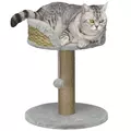 PawHut Cat Tree Tower with Scratching Posts, Grey - 1