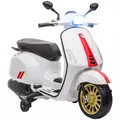 AIYAPLAY 12V Vespa Licensed Kids Electric Motorbike w/ Music, Lights, FM Radio, for 3-6 Years - White - 1