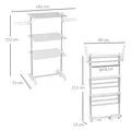 HOMCOM 3-Tier Clothes Airer, Stainless Steel Foldable Clothes Drying Rack with Wheels and Wings, Indoor and Outdoor, Easy Assembly, 142 x 55 x 152cm, White - 3
