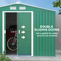 Outsunny 9 x 6ft Metal Garden Shed, Outdoor Storage Tool House with Ventilation Slots, Foundation Kit and Lockable Double Doors, Green - 5