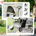 PawHut Pet Stroller for Small Miniature Dogs Cats Foldable Travel Carriage with Wheels Zipper Entry Cup Holder Storage Basket Grey - 6