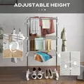HOMCOM 3-Tier Clothes Airer, Stainless Steel Foldable Clothes Drying Rack with Wheels and Wings, Indoor and Outdoor, Easy Assembly, 142 x 55 x 152cm, White - 4