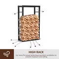 HOMCOM Metal Firewood Log Holder Tall Firewood Rack Indoor Outdoor Fireplace Wood Storage Shelf with Side Rails, Rust-Resistant, Black, 60W x 25D x 100H cm - 5