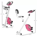 HOMCOM Folding Exercise Bike, Fitness Bicycle Indoor Trainer, 8-Level Magnetic Resistance Adjustable, with LCD Monitor, Pulse Sensor, Pink - 3