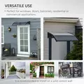 Outsunny Front Door Canopy Outdoor Awning Aluminium Rigid Plastic Polycarbonate Rain Shelter UV Water Rain Resistant 100 x 75cm Black - 6
