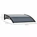 Outsunny Front Door Canopy Outdoor Awning Aluminium Rigid Plastic Polycarbonate Rain Shelter UV Water Rain Resistant 100 x 75cm Black - 3