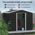 Outsunny 7.7 x 5.7ft Metal Garden Shed, Galvanised Outdoor Tool Storage House with Ventilation Slots and Sliding Doors, Grey - 4