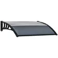Outsunny Front Door Canopy Outdoor Awning Aluminium Rigid Plastic Polycarbonate Rain Shelter UV Water Rain Resistant 100 x 75cm Black - 1