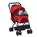 PawHut Pet Stroller Pushchair Foldable Travel Dog Cat Carriage w/ Reversible Handle Brake Basket - 1