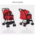 PawHut Pet Stroller Pushchair Foldable Travel Dog Cat Carriage w/ Reversible Handle Brake Basket - 9
