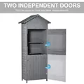 Outsunny Wooden Garden Storage Shed Utility Gardener Cabinet w/ 3 Shelves, Tilted-felt Roof and Two Lockable Doors, 79cm x 49cm x 191.5cm, Dark Grey - 6
