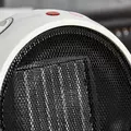 HOMCOM 1500W Small Space Heater, Ceramic Electric Plug in Fan Heater with 3 Heat Setting, Adjustable Temperature, Tip-Over, Overheating Protection, Low Energy, White - 7