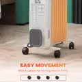 HOMCOM 2000W Oil Filled Radiator, 9 Fin, Portable Electric Heater with 3 Heat Settings, Safety Cut-Off and Wheels, White - 8