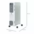 HOMCOM 2000W Oil Filled Radiator, 9 Fin, Portable Electric Heater with 3 Heat Settings, Safety Cut-Off and Wheels, White - 3