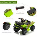 HOMCOM 6V Kids Electric Ride on Car Toddlers Quad Bike All Terrain Vehicle Toy With Music for 18-36 months Green - 5
