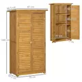 Outsunny Wooden Garden Storage Shed, Compact Utility Sentry Unit, 3-Tier Shelves Tool Cabinet Organizer with Asphalt Roof and Shutter Design, 87cm x 47cm x 160cm - 3