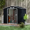 Outsunny 7 x 4ft Weatherproof Shed, Outdoor Bike Storage Shed with Ventilation Slots, Foundation Kit and Lockable Double Doors, Dark Grey - 2
