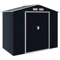 Outsunny 7 x 4ft Weatherproof Shed, Outdoor Bike Storage Shed with Ventilation Slots, Foundation Kit and Lockable Double Doors, Dark Grey - 1