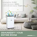 HOMCOM 20L/Day Portable Dehumidifier for Home, with LED Screen, Sleep Mode, 24H Timer, 4L Water Tank, Electric Air Dehumidifier for Damp Laundry Bedroom Basement - 4