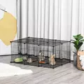 PawHut Pet Playpen DIY Small Animal Cage Metal Fence with Door, 22 Pieces, for Bunny Chinchilla Hedgehog Guinea Pig - 2