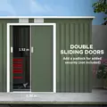 Outsunny 9ft x 4ft Metal Garden Shed, Outdoor Tool House with Foundation Kit, Ventilations and Double Doors, Light Green - 5