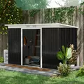 Outsunny 9ft x 4ft Metal Garden Shed, Outdoor Tool House with Foundation Kit, Ventilations and Double Doors, Dark Grey - 2