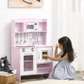 HOMCOM Kids Kitchen Playset, with Lights, Sounds, Microwave, Sink and Storage - Pink - 2