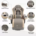 HOMCOM Manual Recliner Armchair PU Leather Lounge Chair w/ Adjustable Leg Rest, 135° Reclining Function, 360° Swivel, Grey - 6