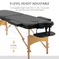 HOMCOM Portable Massage Bed, Folding Spa Beauty Massage Table with 2 Sections, Carry Bag and Wooden Frame, Black - 4