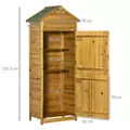Outsunny Wooden Garden Storage Shed Utility Gardener Cabinet w/ 3 Shelves and 2 Door, 191.5cm x 79cm x 49cm, Natural wood effect - 3