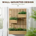 Outsunny Wall-mounted Wooden Garden Planters with Trellis, Drainage Holes and 3 Planter Boxes for Patio, Natural - 4