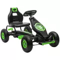 HOMCOM Kids Pedal Go Kart, with Adjustable Seat, Inflatable Tyres - Green - 1
