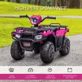 HOMCOM 12V Kids Quad Bike with Forward, Reverse Functions, Ride-On ATV w/ Music, LED, Headlights, for Ages 3-5 Years - Pink - 4