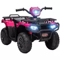 HOMCOM 12V Kids Quad Bike with Forward, Reverse Functions, Ride-On ATV w/ Music, LED, Headlights, for Ages 3-5 Years - Pink - 1