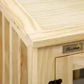 PawHut Wooden Dog Crate, with Double Doors, Cushion, for Medium Dogs - Natural Finish - 9