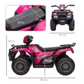 HOMCOM 12V Kids Quad Bike with Forward, Reverse Functions, Ride-On ATV w/ Music, LED, Headlights, for Ages 3-5 Years - Pink - 3