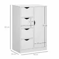 HOMCOM Bathroom Cabinet, Freestanding Storage Cabinet with 4 Drawers, Door Cupboard for Living Room, Kitchen, Bedroom, White - 3