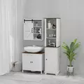 kleankin Bathroom Cabinet, Tall Storage Cabinet with Door and Adjustable Shelves, 39.5 x 30 x 160 cm, White - 9