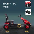 HOMCOM Children Pedal Go Kart, Kids Ride On Racer with Adjustable Seat, Inflatable Rubber Tyres, Handbrake, for Ages 5-12 Years - Red - 5