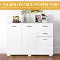 HOMCOM Sideboard, Modern Storage Cabinet with 2 Drawers, 3 Doors and Adjustable Shelves, Kitchen Cabinet for Living Room, Dining Room, High Gloss White - 6