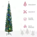 HOMCOM 7.5' Artificial Prelit Christmas Trees Holiday Décor with Colourful LED Lights, Pencil Shape, Steel Base - 4